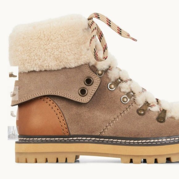 sz US 37 see by chloé Eileen women's shearling hiker boots MSRP$495 CLEARANCE - Picture 13 of 13